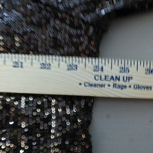 SUSAN GRAVER OCCASIONS Long Sleeve Scoop Neck Brown/Gold Umbre Sequins Tunic XL - Picture 7 of 8